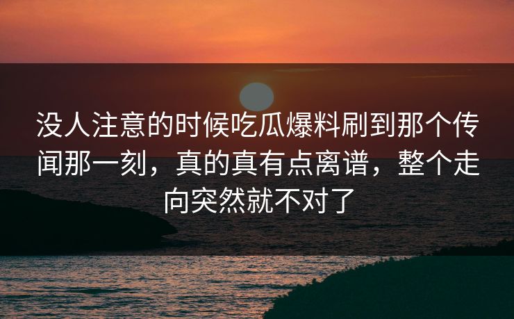 没人注意的时候吃瓜爆料刷到那个传闻那一刻，真的真有点离谱，整个走向突然就不对了