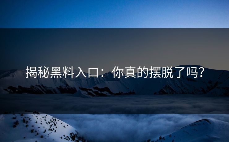 揭秘黑料入口：你真的摆脱了吗？