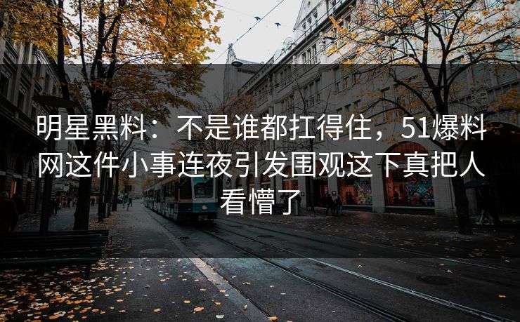 明星黑料：不是谁都扛得住，51爆料网这件小事连夜引发围观这下真把人看懵了