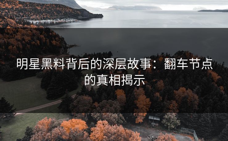 明星黑料背后的深层故事：翻车节点的真相揭示