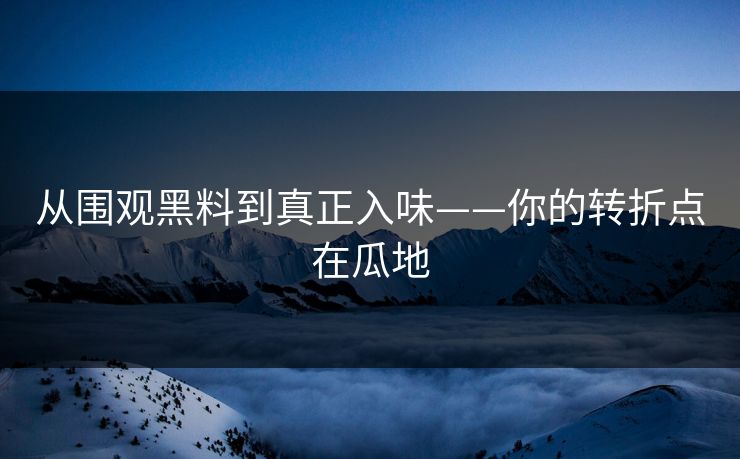 从围观黑料到真正入味——你的转折点在瓜地