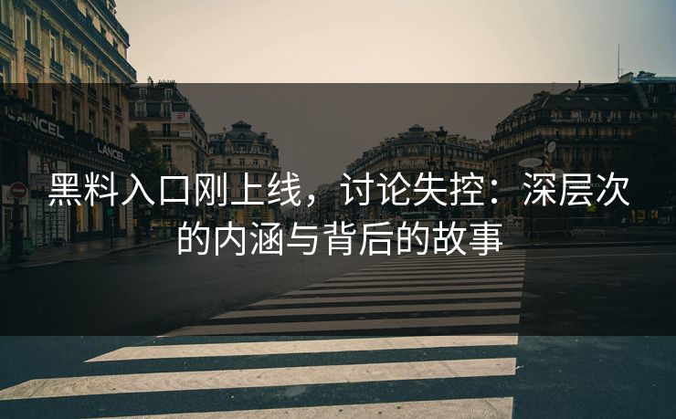 黑料入口刚上线，讨论失控：深层次的内涵与背后的故事