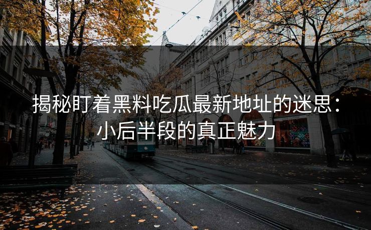 揭秘盯着黑料吃瓜最新地址的迷思：小后半段的真正魅力
