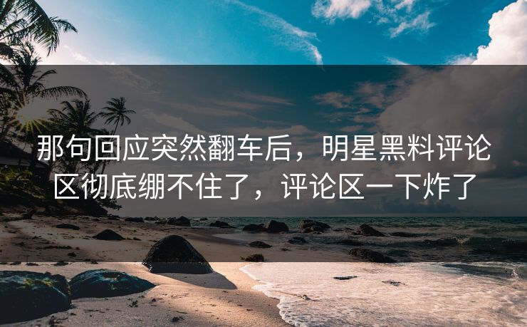 那句回应突然翻车后,明星黑料评论区彻底绷不住了,评论区一下炸了